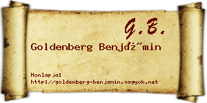 Goldenberg Benjámin névjegykártya